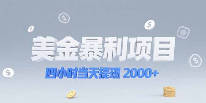 美金暴利项目，四小时当天提现 2000+机会留给会选赛道的人-闲赋网