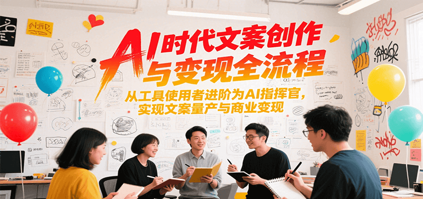 AI时代文案创作与变现全流程，从工具使用者进阶为AI指挥官，实现文案量产与商业变现-闲赋网