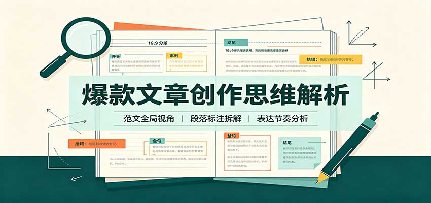爆款文章创作思维解析：全局视角拆解范文，梳理行文逻辑，搭配真实拆文实操案例-闲赋网