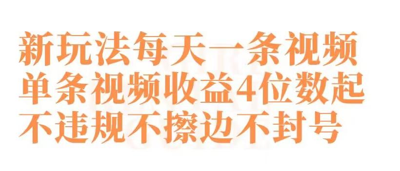 快手新玩法每天一条视频单条视频收益4位数起不违规不擦边不封号【揭秘】-闲赋网
