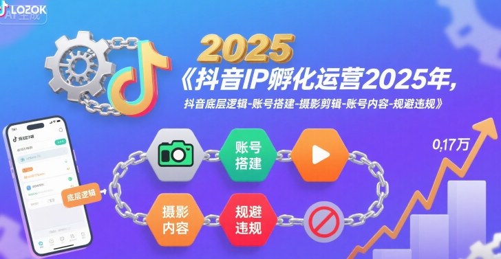 抖音IP孵化运营2025年，抖音底层逻辑-账号搭建-摄影剪辑-账号内容-规避违规-闲赋网