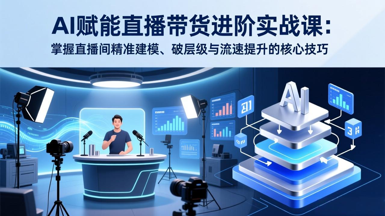 AI赋能直播带货进阶实战课：掌握直播间精准建模、破层级与流速提升的核心技巧-闲赋网