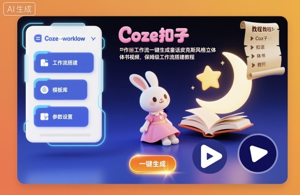 Coze扣子工作流一键生成童话皮克斯风格立体书视频，保姆级工作流搭建教程-闲赋网