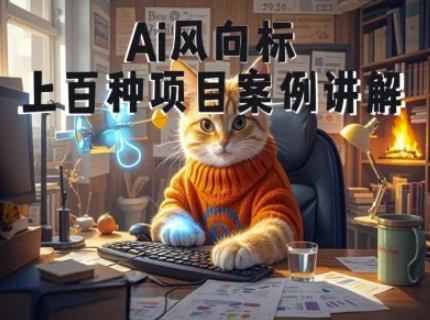 Ai风向标-附100种项目案例玩法-0基础小白到大神ai视频商业应用教学-闲赋网