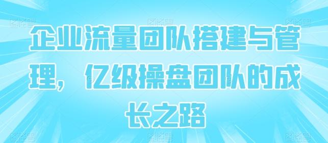 企业流量团队搭建与管理，亿级操盘团队的成长之路-闲赋网