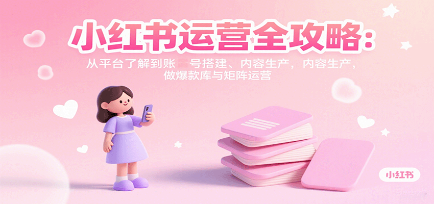 小红书运营全攻略：从平台了解到账号搭建、内容生产，做爆款库与矩阵运营-闲赋网