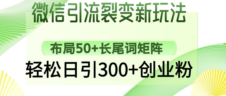 微信引流裂变新玩法：布局50+长尾词矩阵，轻松日引300+创业粉-闲赋网