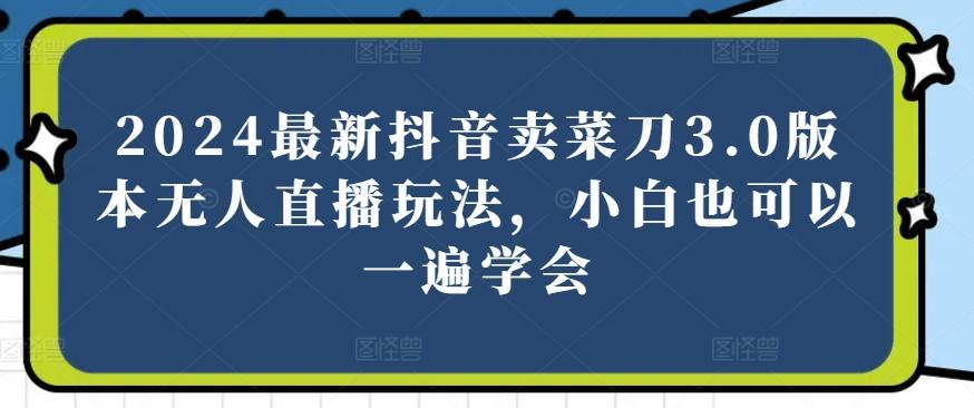 2024最新抖音卖菜刀3.0版本无人直播玩法，小白也可以一遍学会【揭秘】-闲赋网