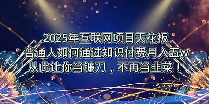2025年互联网项目天花板，普通人如何通过卖项目实现逆风翻盘，月入5W＋！-闲赋网