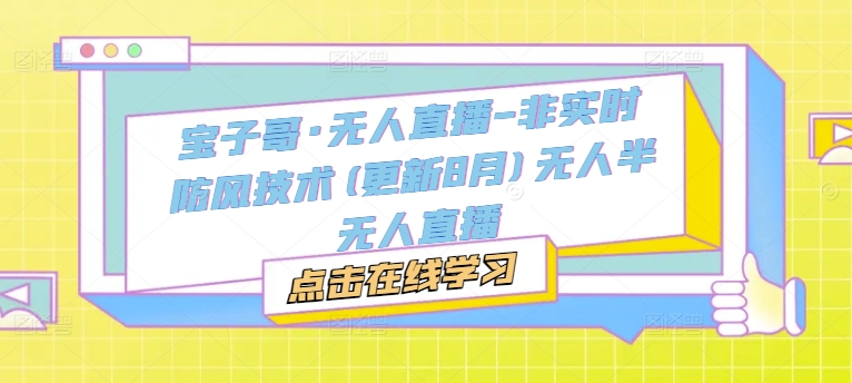 宝子哥·无人直播-非实时防风技术(更新8月)无人半无人直播-闲赋网