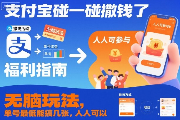 支付宝碰一碰撒钱了，无脑玩法，单号最低能搞几张，人人可以撸【揭秘】-闲赋网