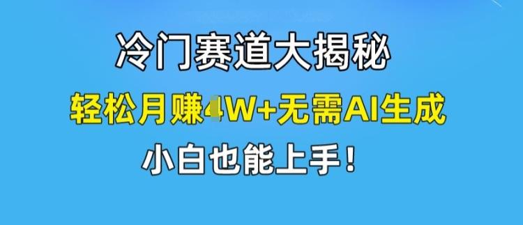 冷门赛道大揭秘，轻松月赚1W+无需AI生成，小白也能上手【揭秘】-闲赋网