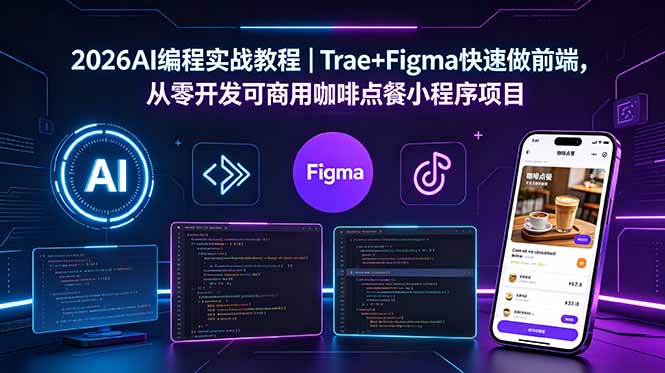 e81febc423d4d1d0f93a41a88853ec64.jpeg 2026AI编程实战教程|Trae+Figma快速做前端,从零开发可商用咖啡点餐小程序项目