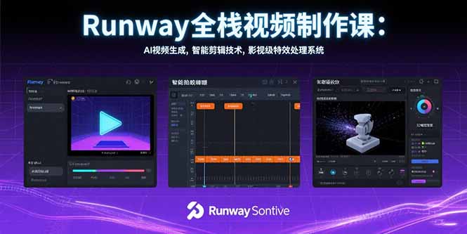 Runway全栈视频制作课：AI视频生成，智能剪辑技术，影视级特效处理系统-闲赋网