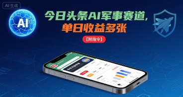 今日头条AI军事赛道，单日收益多张 ，手机可做【附指令】-闲赋网