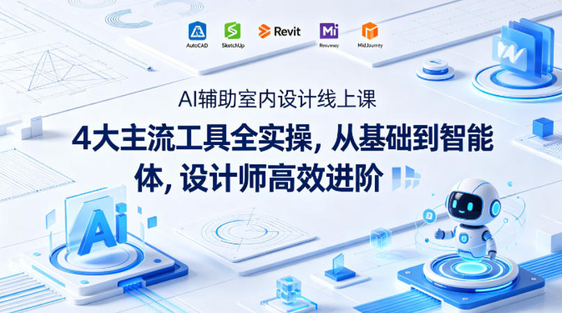 AI辅助室内设计线上课｜4大主流工具全实操，从基础到智能体，设计师高效进阶-闲赋网