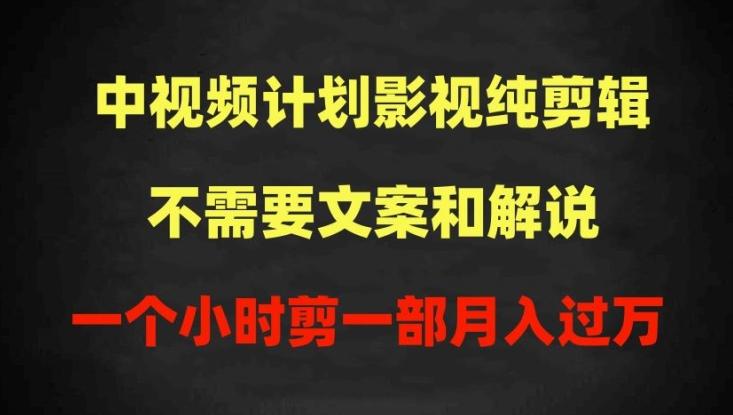 中视频计划影视纯剪辑，不需要文案和解说，一个小时剪一部，100%过原创月入过万【揭秘】-闲赋网