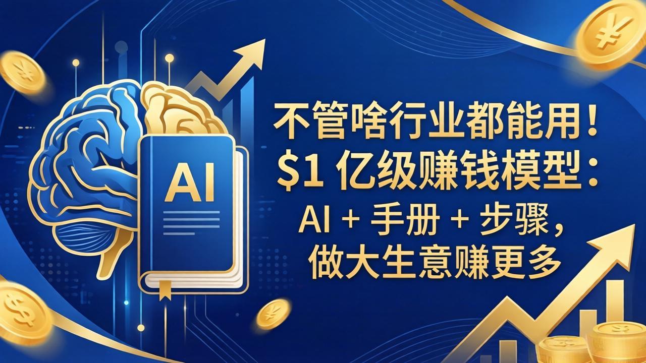 不管啥行业都能用！$1 亿级赚钱模型：AI + 手册 + 步骤，做大生意赚更多-闲赋网