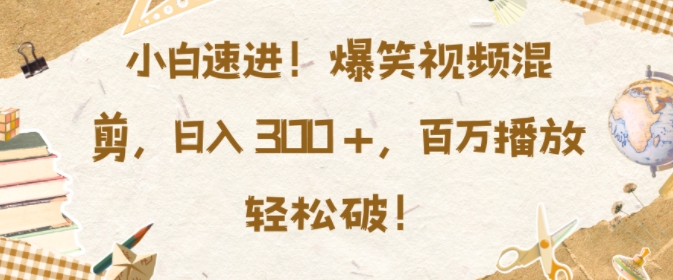 小白速进，爆笑视频混剪，日入3张，百万播放轻松破【揭秘】-闲赋网