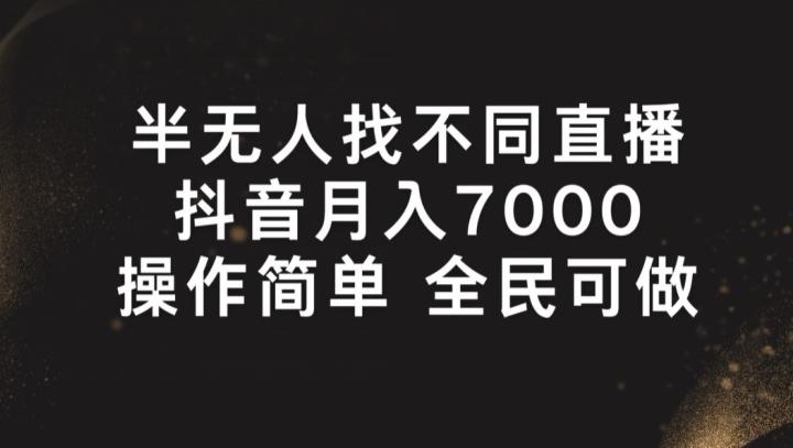 半无人找不同直播，月入7000+，操作简单 全民可做【揭秘】-闲赋网