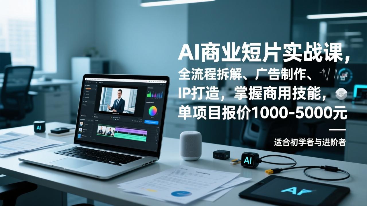 AI商业短片实战课，全流程拆解、广告制作、IP打造，掌握商用技能，单项目报价1000-5000元-闲赋网