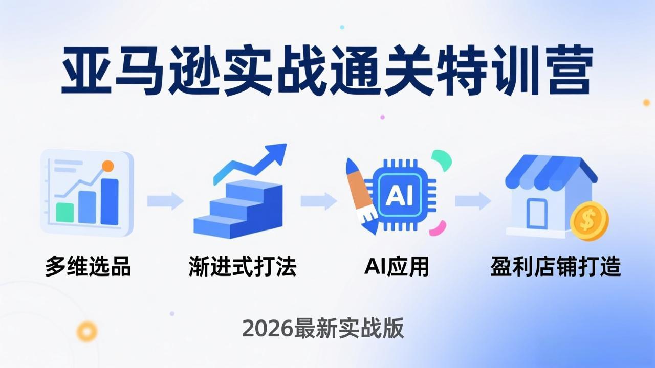 亚马逊实战通关特训营：2026年3月更新，多维选品+渐进式打法+AI应用，从0到1打造盈利店铺-闲赋网