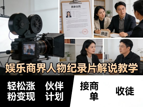 ec281dc409681a679bea918e34111bb3.jpeg 娱乐商界人物纪录片解说教学,轻松涨粉变现,伙伴计划,接商单,收徒等