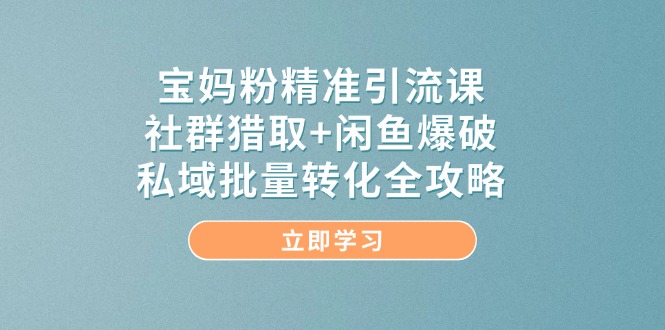 宝妈粉精准引流课，社群猎取+闲鱼爆破，私域批量转化全攻略-闲赋网