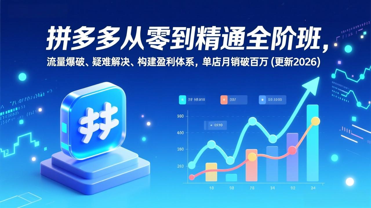 拼多多从零到精通全阶班，流量爆破、疑难解决，构建盈利体系，单店月销破百万(更新2026-闲赋网