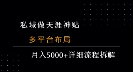 私域做天涯神贴 多平台布局 月入5k+详细流程拆解-闲赋网