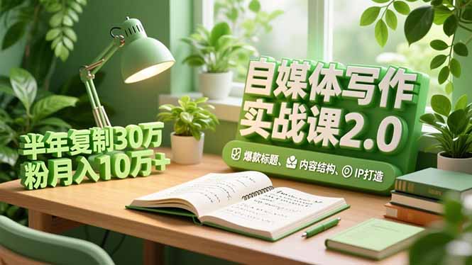 自媒体写作实战课2.0，爆款标题、内容结构、IP打造，半年复制30万粉月入10万+-闲赋网