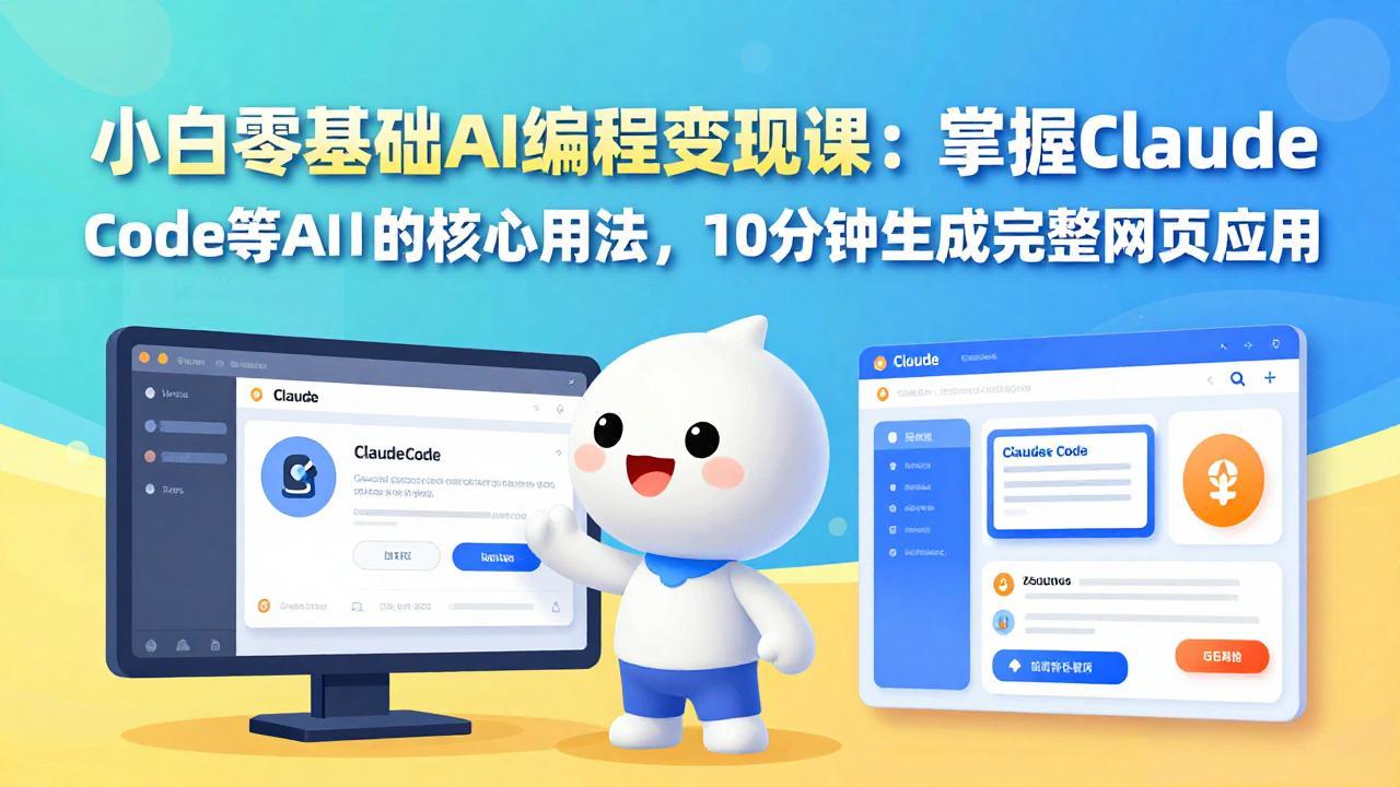 小白零基础AI编程变现课：掌握Claude Code等AI工具的核心用法，10分钟生成完整网页应用-闲赋网