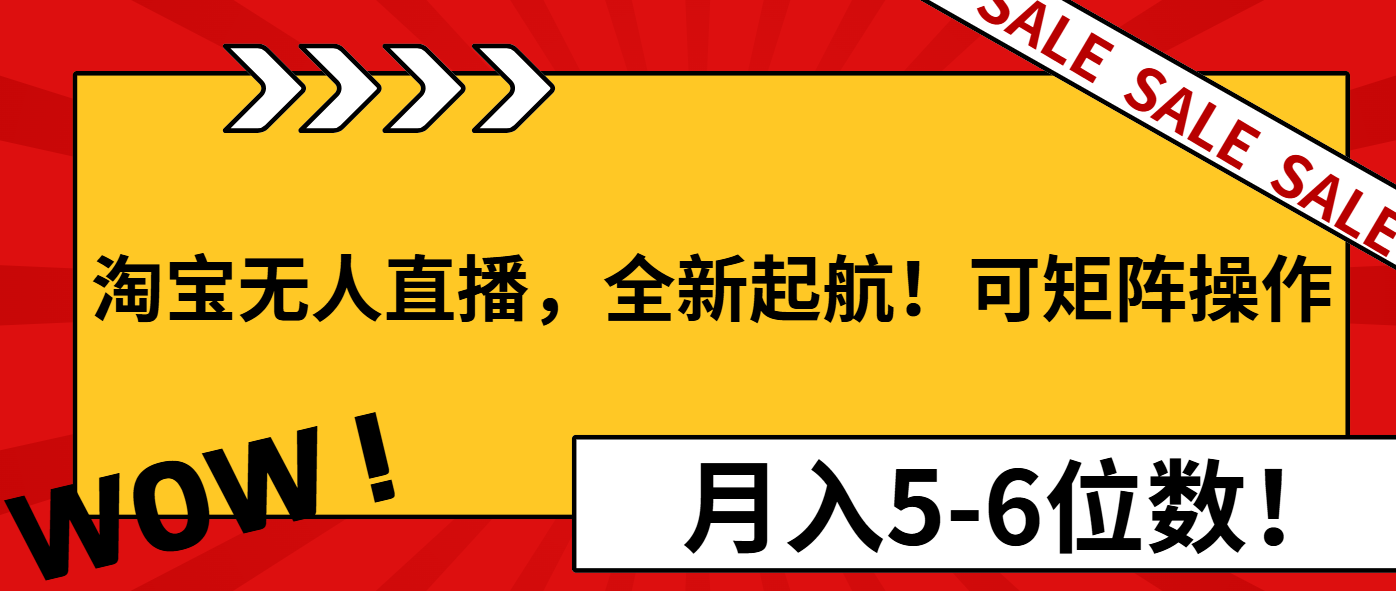 淘宝无人直播，全新起航！可矩阵操作，月入5-6位数！-闲赋网