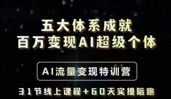 五大体系成就百万变现AI超级个体- AI流量变现特训营，一步一步教你一个人怎么年入百W-闲赋网