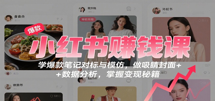 小红书赚钱课：学爆款笔记对标与模仿，做吸睛封面 + 数据分析，掌握变现秘籍-闲赋网
