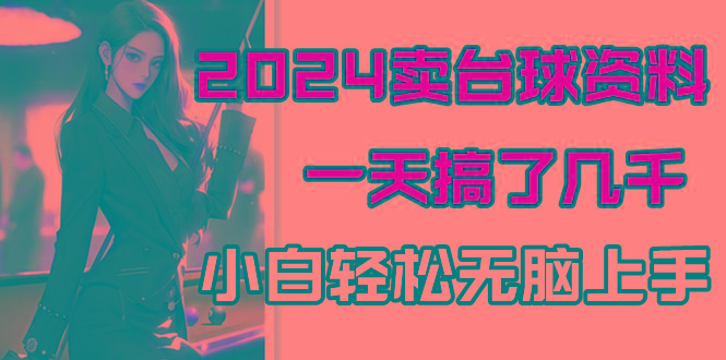 2024卖台球资料，一天搞了几千，小白轻松无脑上手-闲赋网