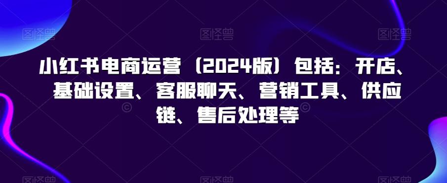 小红书电商运营(2024版)包括：开店、基础设置、客服聊天、营销工具、供应链、售后处理等-闲赋网