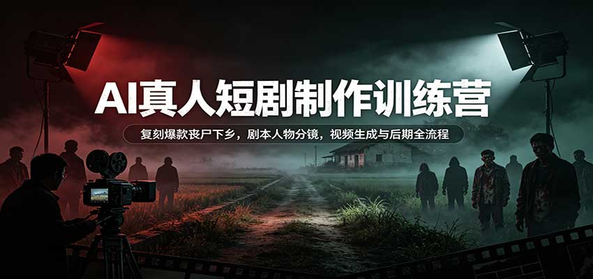 AI真人短剧制作训练营：复刻爆款丧尸下乡，剧本人物分镜，视频生成与后期全流程-闲赋网