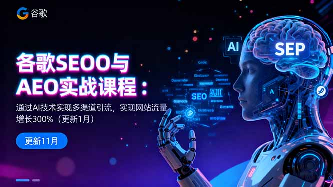 谷歌SEO与AEO实战课程：通过AI技术实现多渠道引流，实现网站流量增长300%-闲赋网