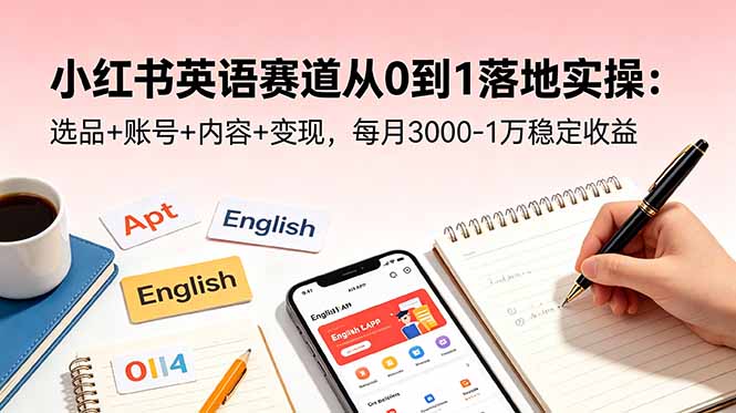 小红书英语赛道从0到1落地实操：选品+账号+内容+变现，每月3000-1万稳定收益-闲赋网