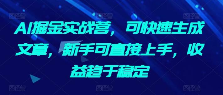 AI掘金实战营，可快速生成文章，新手可直接上手，收益趋于稳定-闲赋网