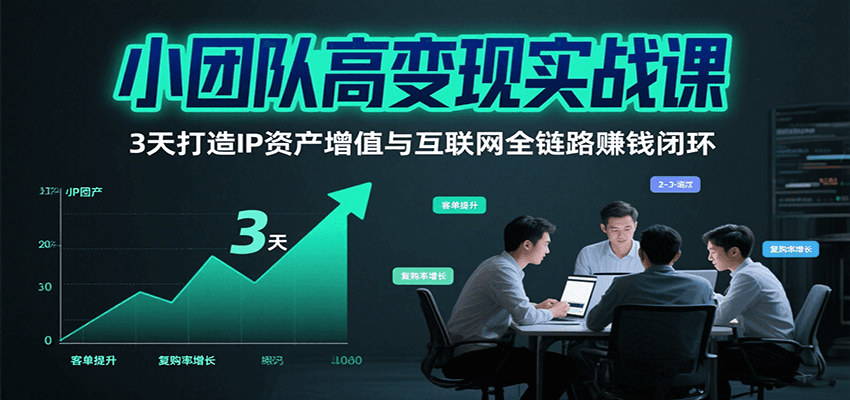小团队高变现实战课，3天打造IP资产增值与互联网全链路赚钱闭环(第二期)-闲赋网