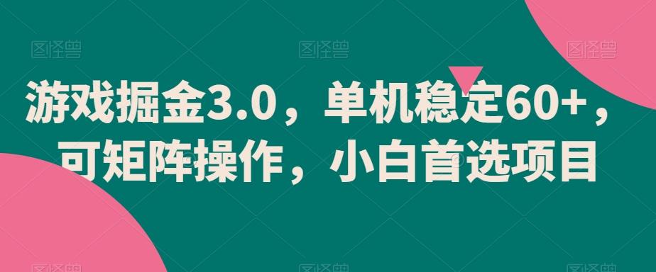 游戏掘金3.0，单机稳定60+，可矩阵操作，小白首选项目【揭秘】-闲赋网