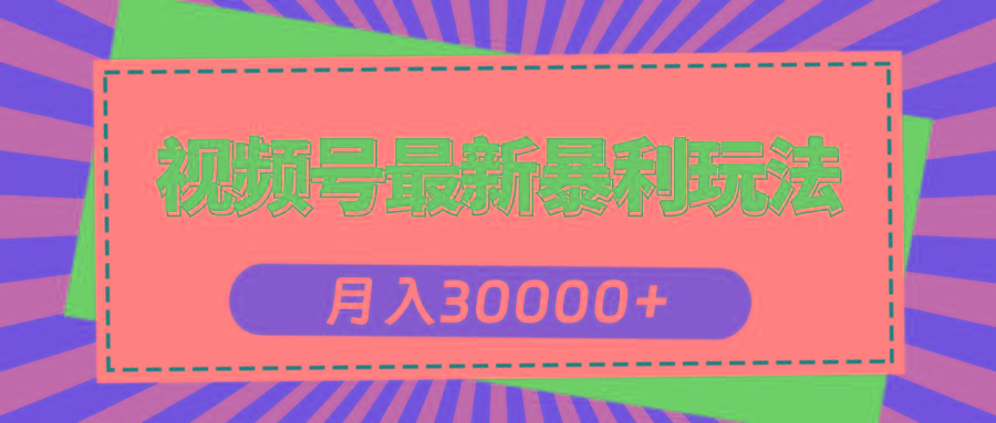 视频号最新暴利玩法，轻松月入30000+-闲赋网