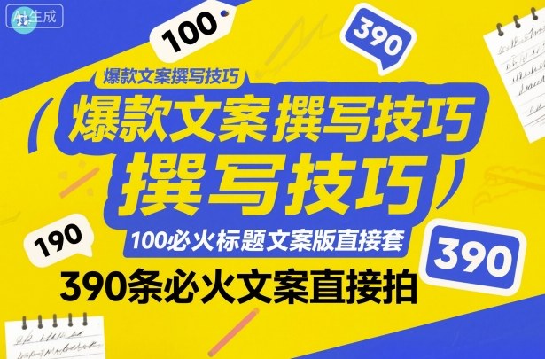 爆款文案撰写技巧，100个必火标题文案模版直接套，390条必火文案直接拍-闲赋网