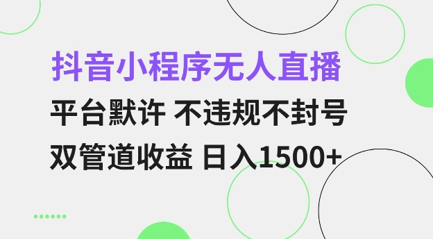 抖音小程序无人直播 平台默许 不违规不封号 双管道收益 日入多张 小白也能轻松操作【仅揭秘】-闲赋网