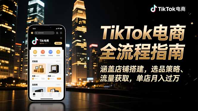 TikTok电商全流程指南，涵盖店铺搭建、选品策略、流量获取，单店月入过万-闲赋网