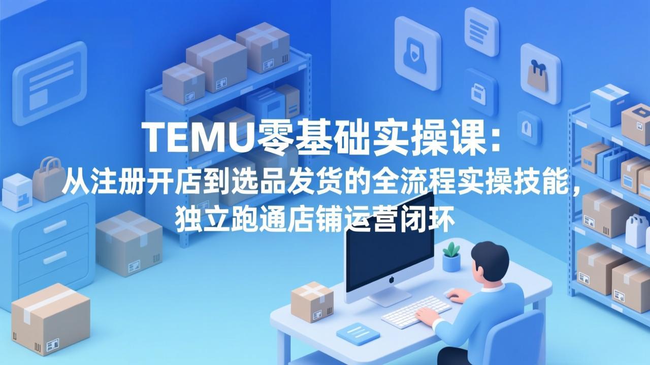 TEMU零基础实操课：从注册开店到选品发货的全流程实操技能，独立跑通店铺运营闭环-闲赋网