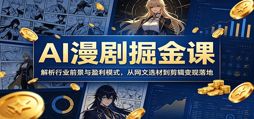 AI漫剧掘金课：解析行业前景与盈利模式，从网文选材到剪辑变现落地-闲赋网