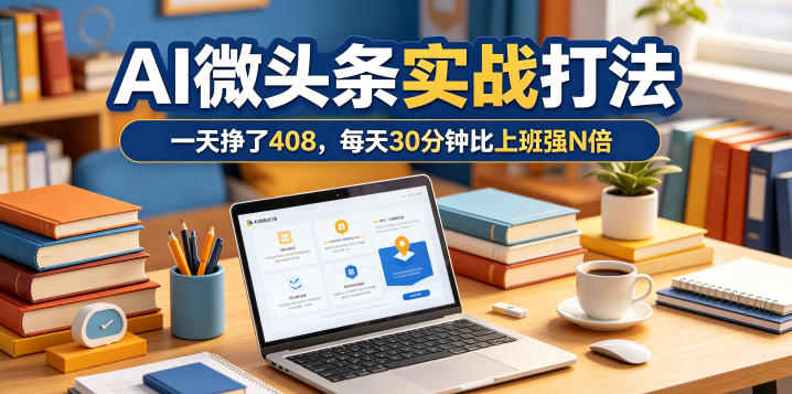 一天挣了408，AI微头条实战打法，每天30分钟比上班强N倍-闲赋网